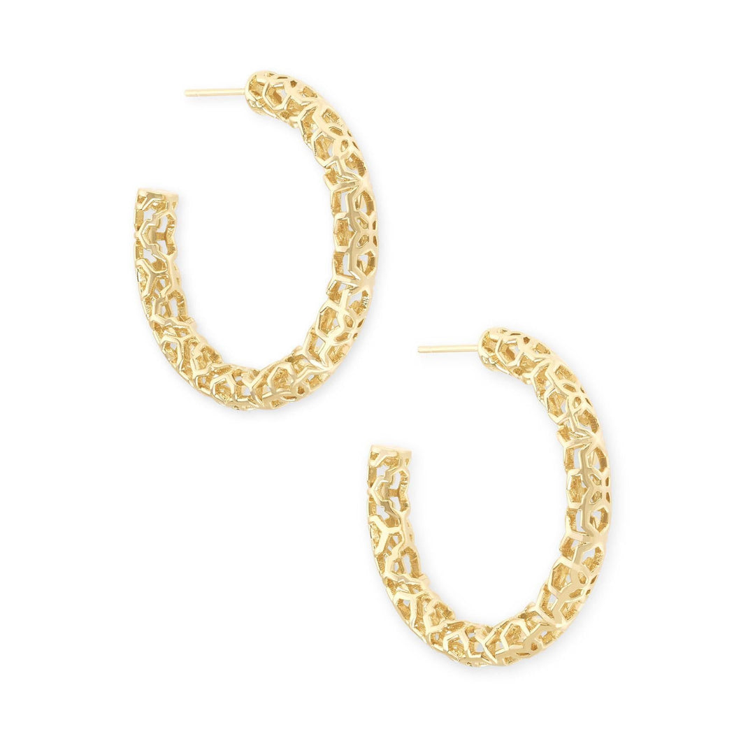 Kendra Scott Maggie Small Hoop Earrings in Gold-Plated Filigree