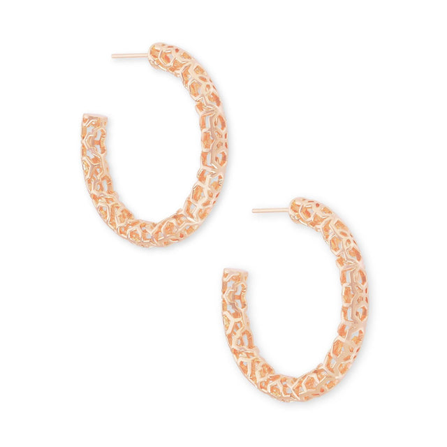 Kendra Scott Maggie Small Hoop Earrings in Rose Gold-Plated Filigree