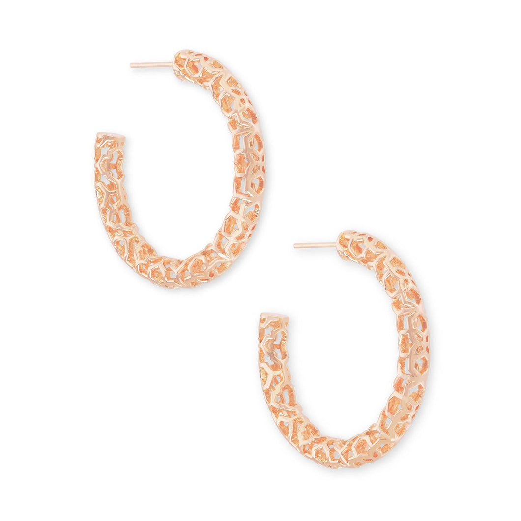 Kendra Scott Maggie Small Hoop Earrings in Rose Gold-Plated Filigree