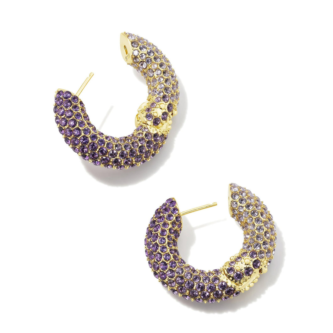 Kendra Scott Mikki Pave Hoop Earrings in Purple Mauve Ombre Mix