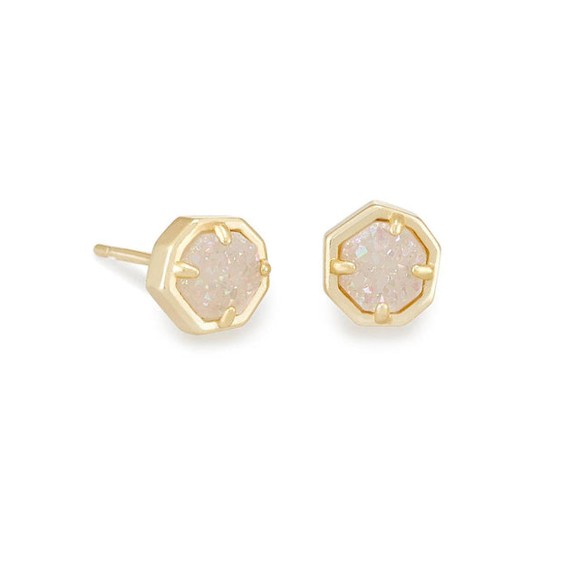 Kendra Scott Nola Stud Earrings in Iridescent Drusy, Gold-Plated