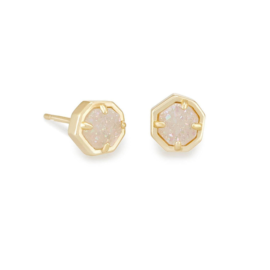 Kendra Scott Nola Stud Earrings in Iridescent Drusy, Gold-Plated