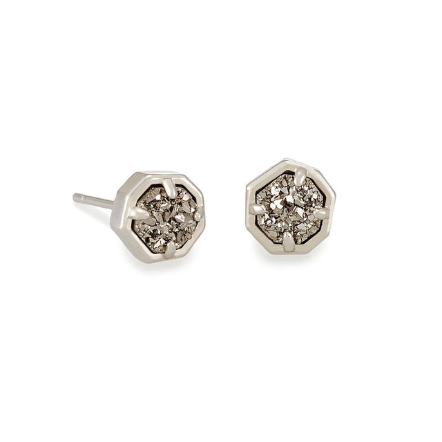 Kendra Scott Nola Stud Earrings in Platinum-Tone Drusy, Rhodium-Plated