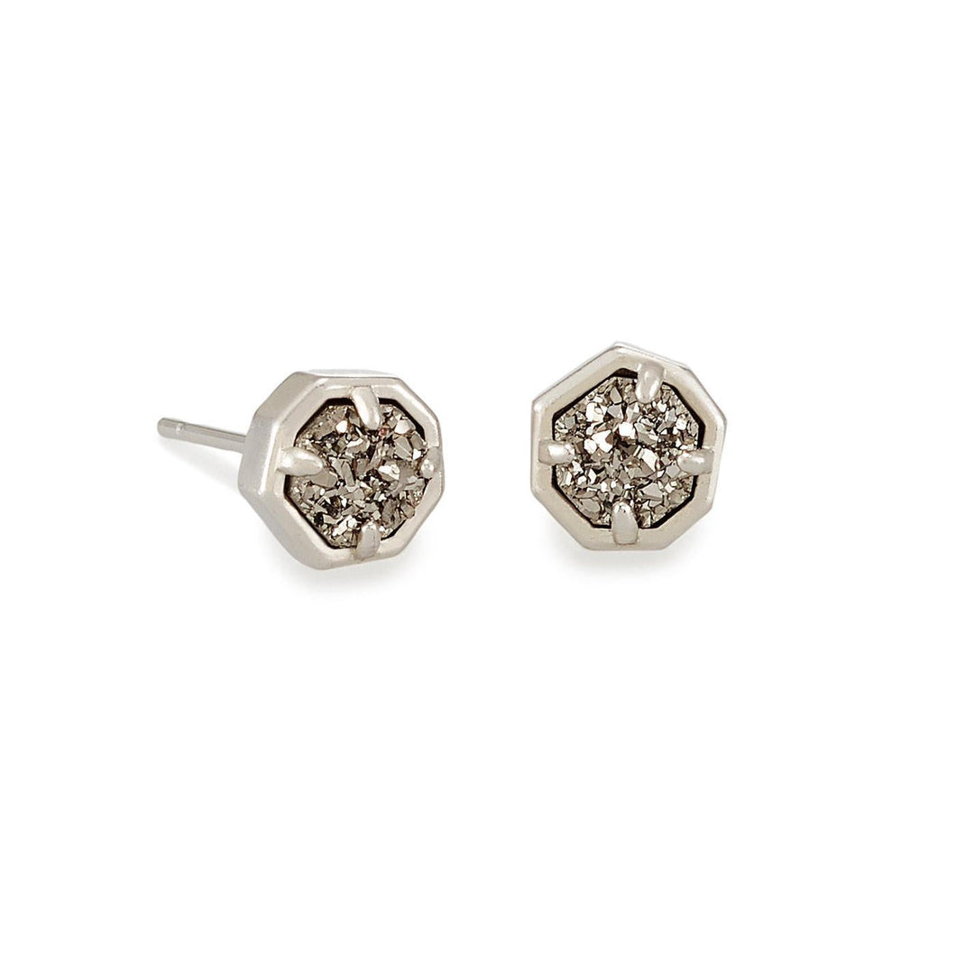 Kendra Scott Nola Stud Earrings in Platinum-Tone Drusy, Rhodium-Plated