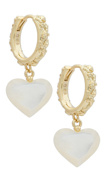 Kendra Scott Penny Heart Huggie Earrings in Ivory