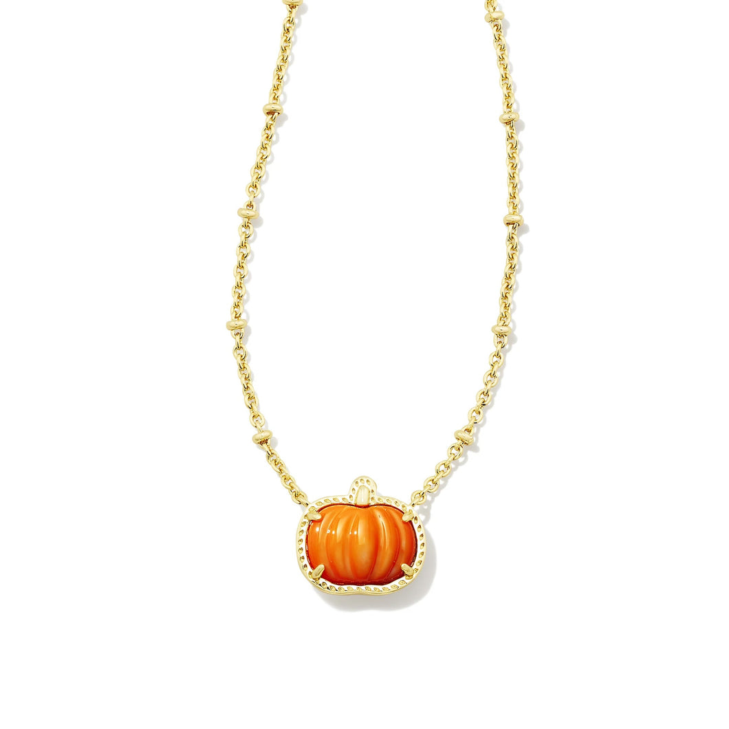 Kendra Scott Pumpkin Short Pendant Necklace in Orange Mother-of-Pearl