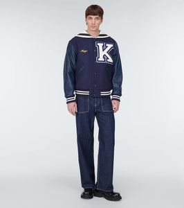 Kenzo Sailor Varsity leather-paneled varsity jacket