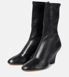 Khaite Apollo wedge leather ankle boots