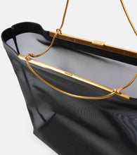 Khaite Augusta leather-trimmed mesh shopper