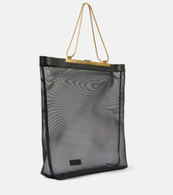 Khaite Augusta leather-trimmed mesh shopper