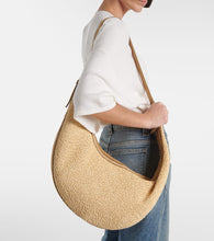 Khaite Augustina suede-trimmed raffia shoulder bag