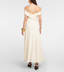 Khaite Bruna off-shoulder crêpe maxi dress