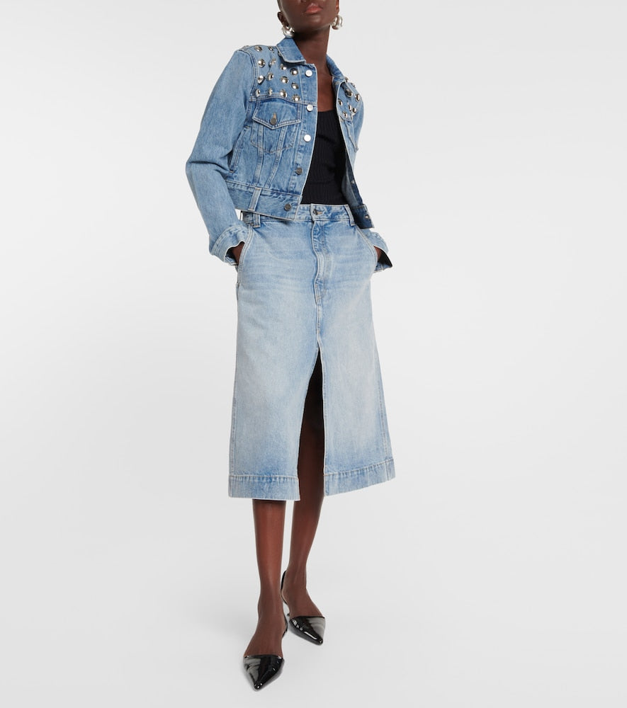 Khaite Charlene denim midi skirt