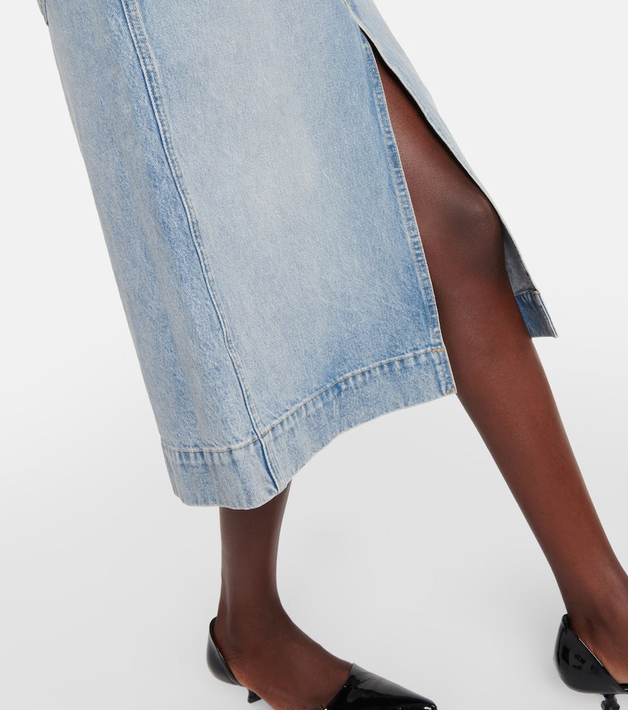 Khaite Charlene denim midi skirt