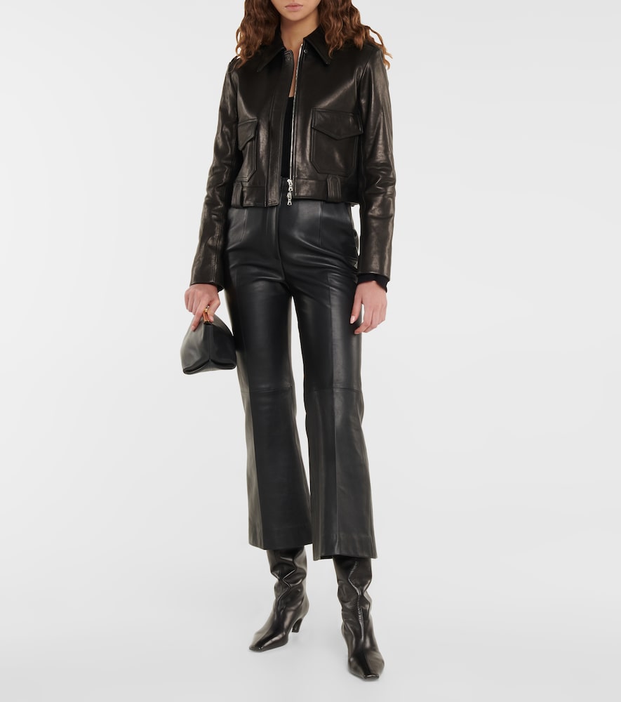 Khaite Cordelia leather crop jacket
