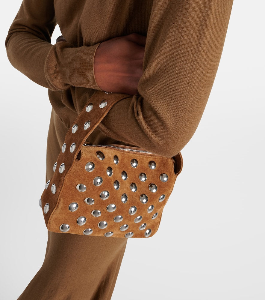 Khaite Elena Small studded suede shoulder bag
