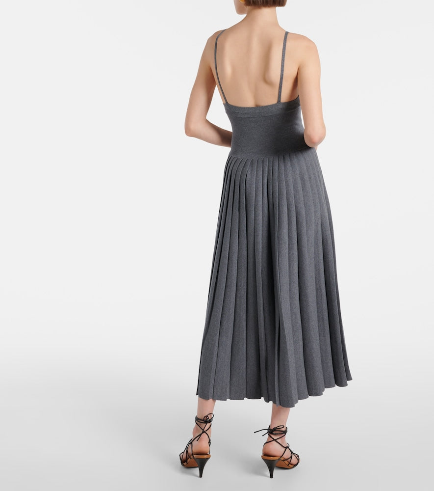 Khaite Elio pleated wool midi dress