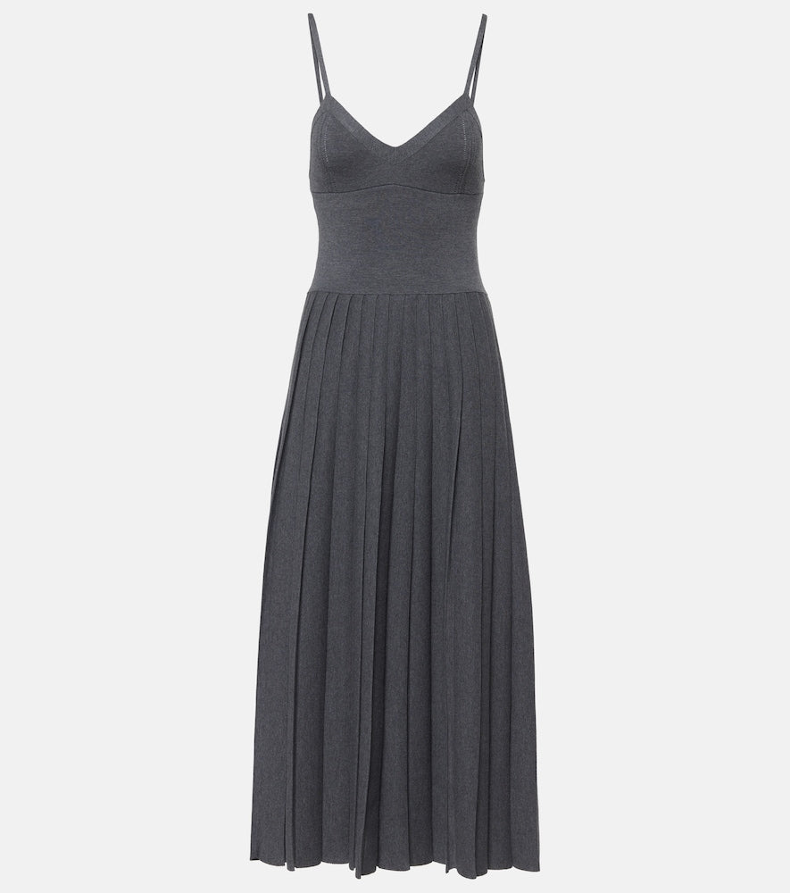 Khaite Elio pleated wool midi dress. Khaite Elio 褶裥羊毛中长连衣裙
