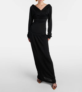 Khaite Fable draped shirred maxi dress