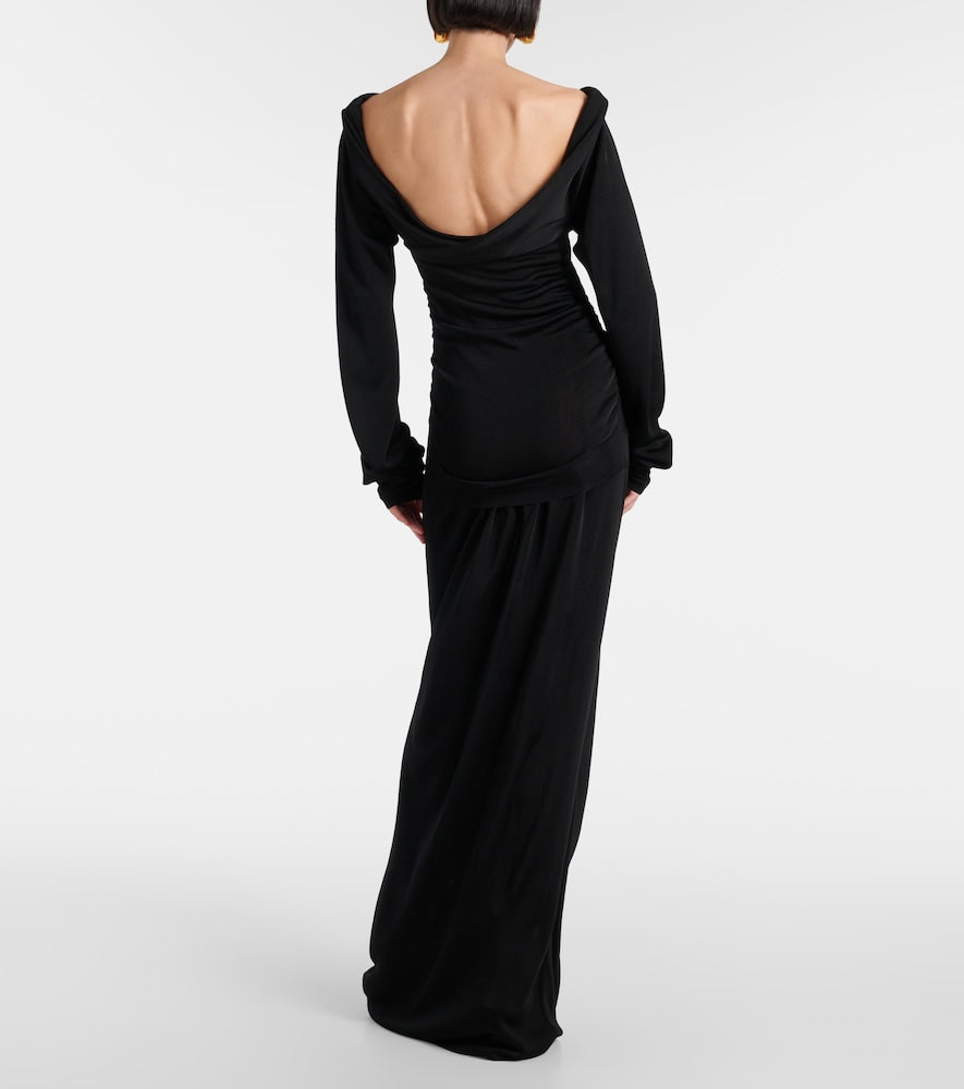 Khaite Fable draped shirred maxi dress