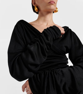 Khaite Fable draped shirred maxi dress