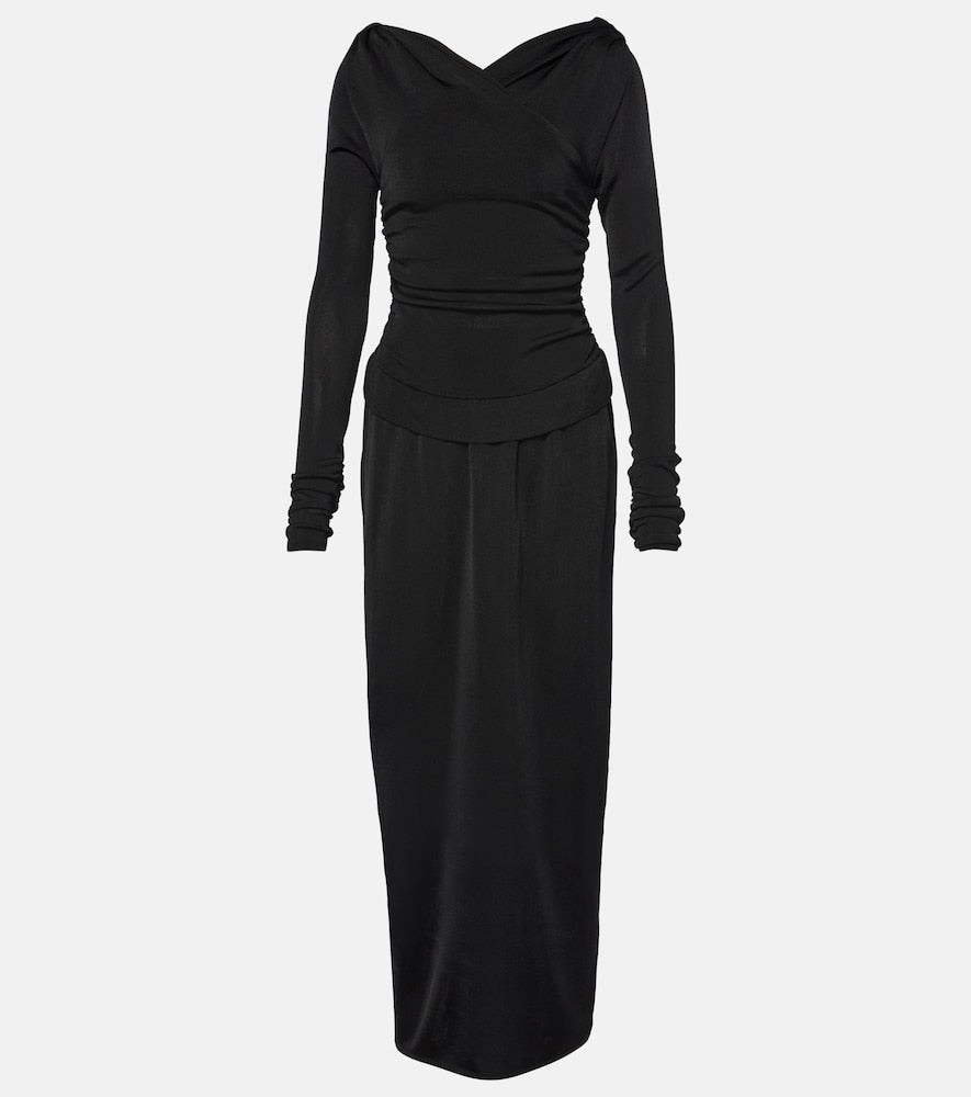 Khaite Fable draped shirred maxi dress. Khaite Fable 褶皱垂褶长裙