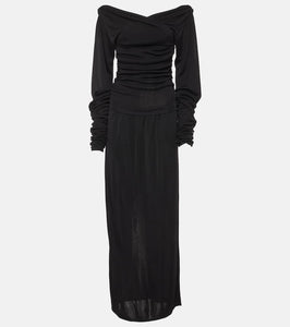 Khaite Fable draped shirred maxi dress
