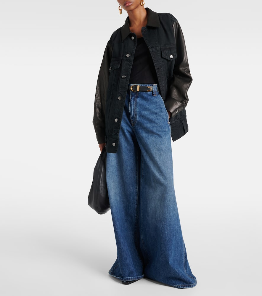 Khaite Grizzo leather-trimmed denim jacket