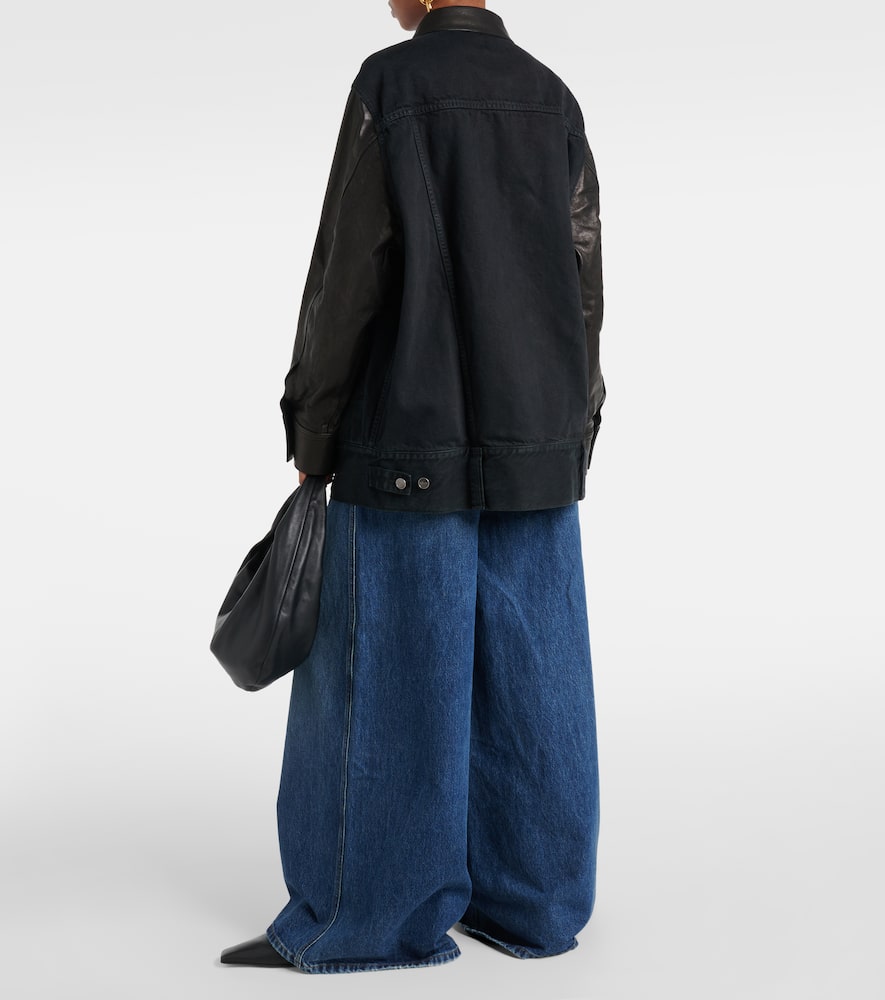 Khaite Grizzo leather-trimmed denim jacket