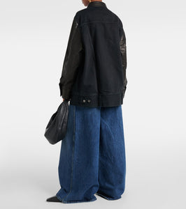 Khaite Grizzo leather-trimmed denim jacket