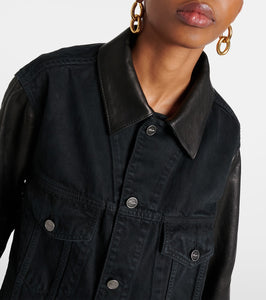 Khaite Grizzo leather-trimmed denim jacket