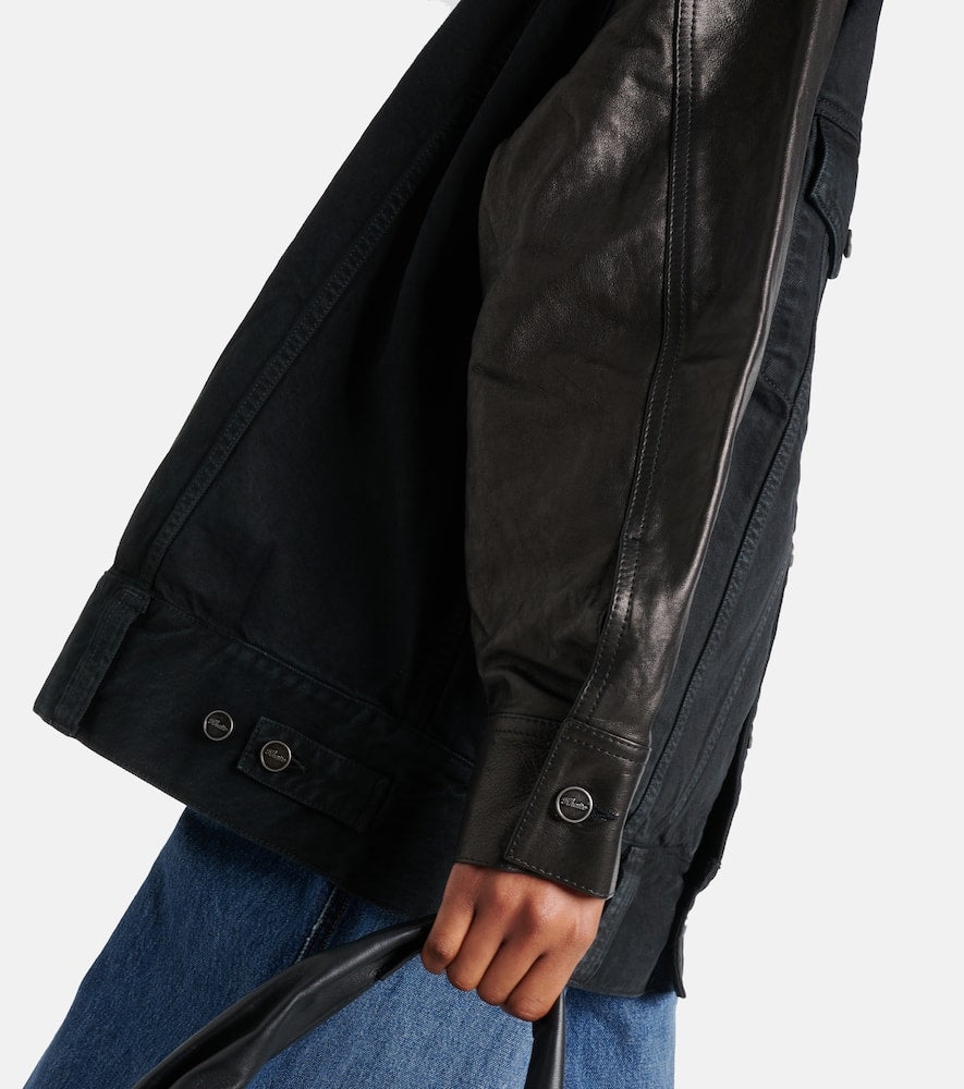 Khaite Grizzo leather-trimmed denim jacket