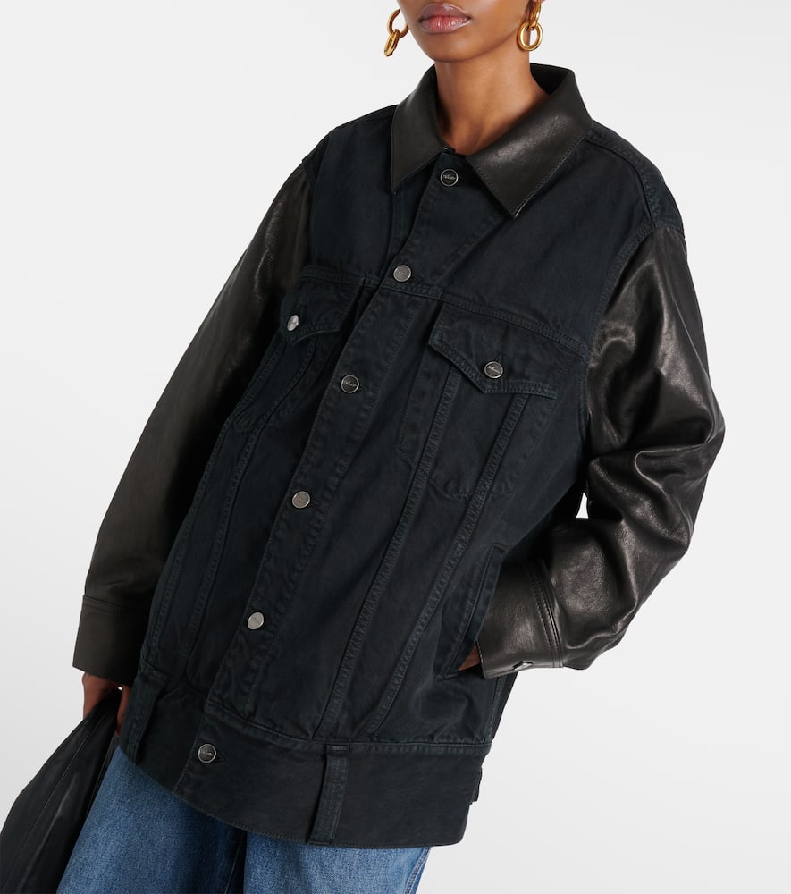 Khaite Grizzo leather-trimmed denim jacket