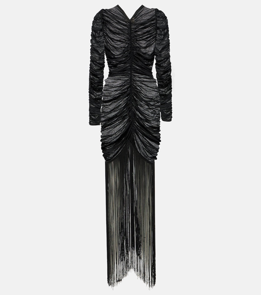Khaite Guisa fringed silk-blend maxi dress. Khaite Guisa 流苏真丝混纺长裙