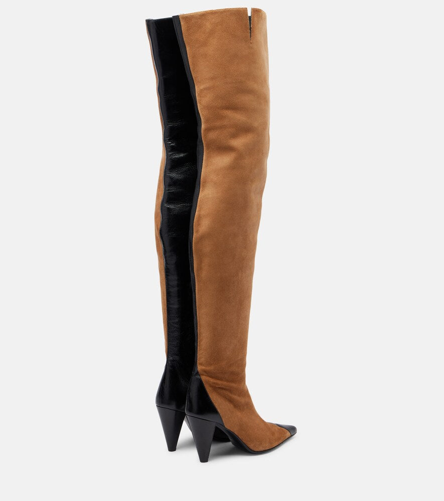 Khaite Harvey leather and suede over-the-knee boots
