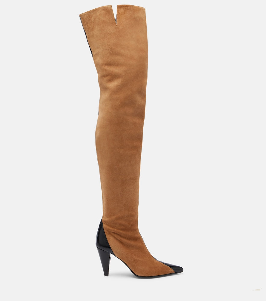Khaite Harvey leather and suede over-the-knee boots