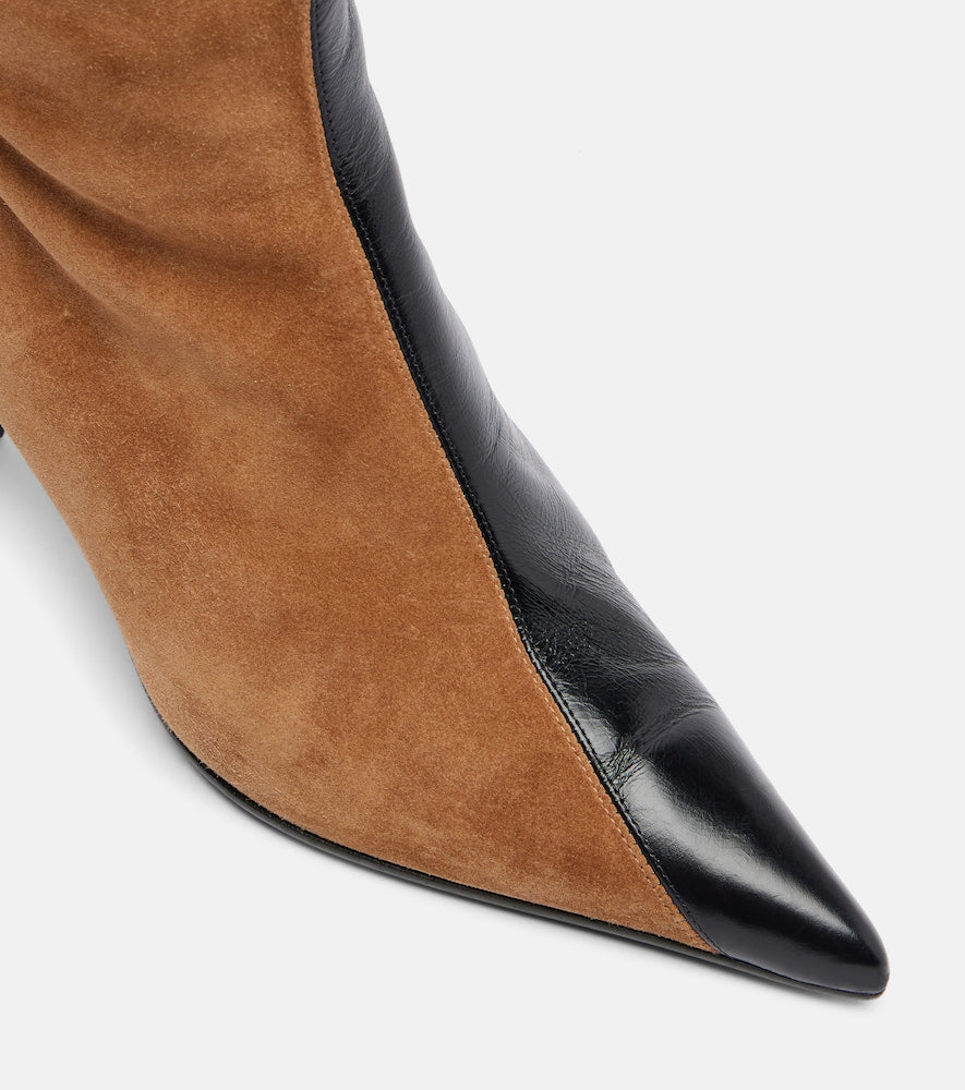 Khaite Harvey leather and suede over-the-knee boots