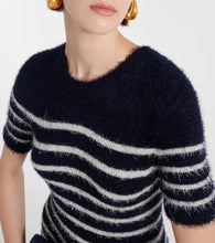 Khaite Helen striped silk and cashmere midi dress