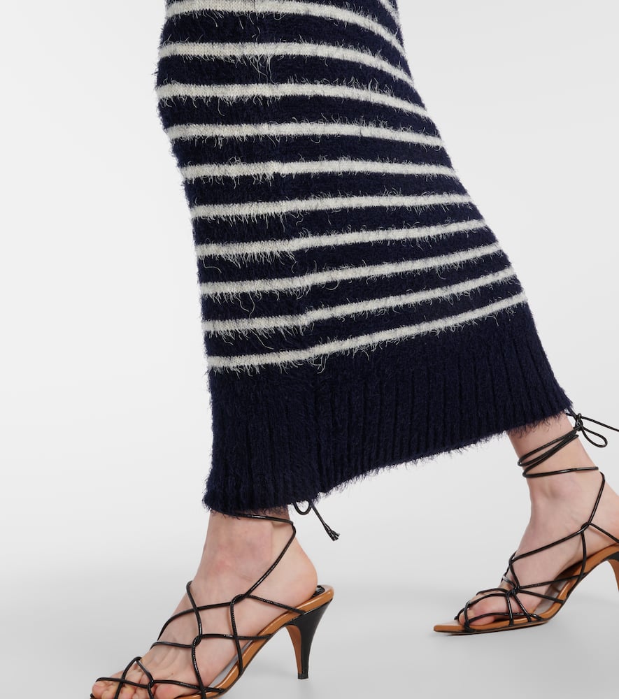 Khaite Helen striped silk and cashmere midi dress