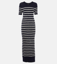 Khaite Helen striped silk and cashmere midi dress