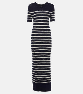 Khaite Helen striped silk and cashmere midi dress