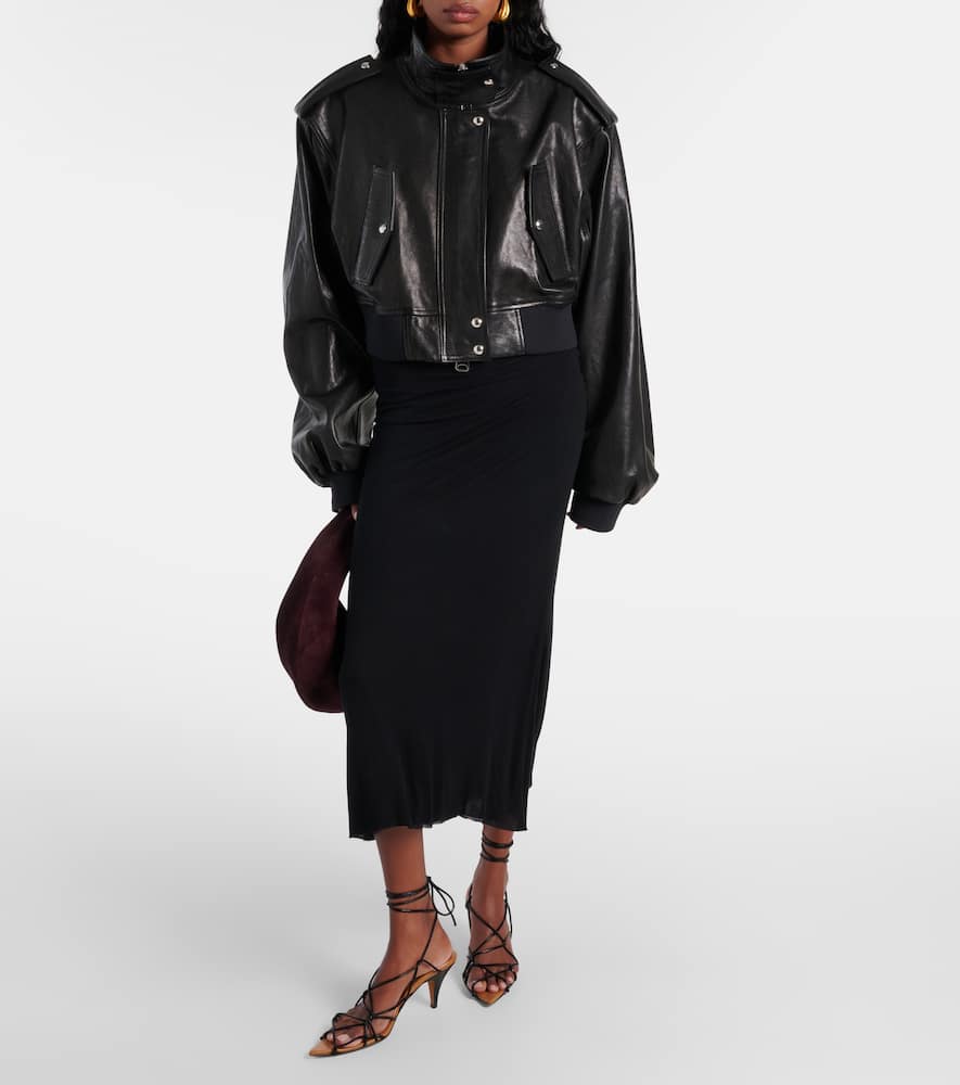 Khaite Kember cropped leather bomber jacket