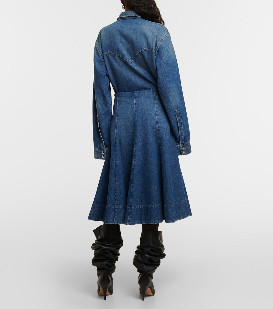 Khaite Lennox denim midi skirt