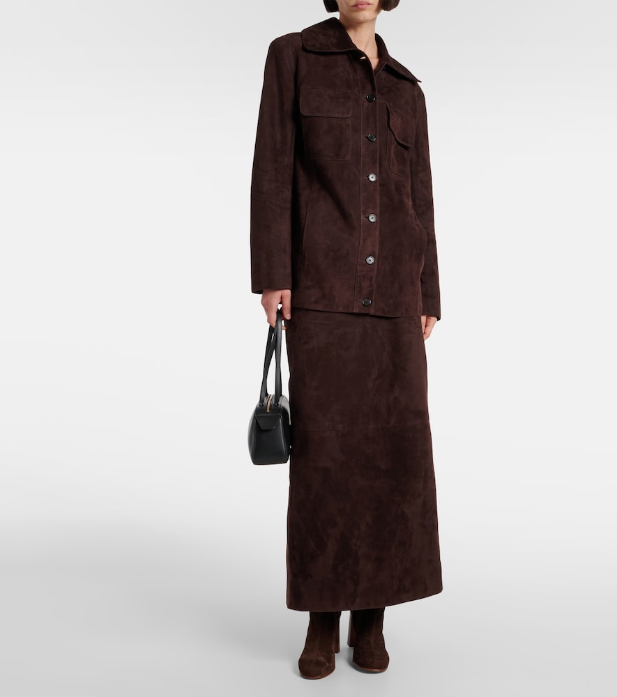 Khaite Loxley suede pencil skirt