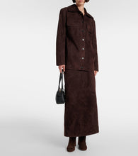 Khaite Loxley suede pencil skirt
