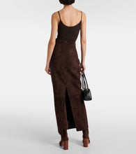 Khaite Loxley suede pencil skirt
