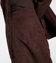 Khaite Loxley suede pencil skirt