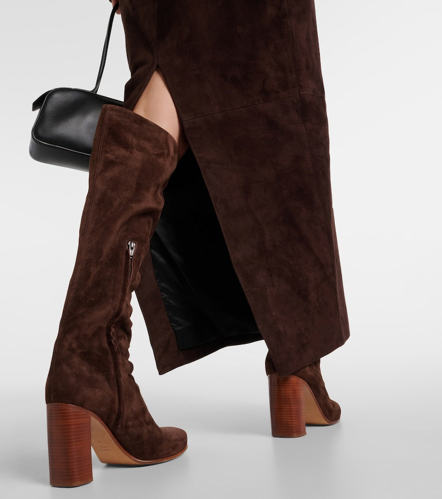 Khaite Loxley suede pencil skirt