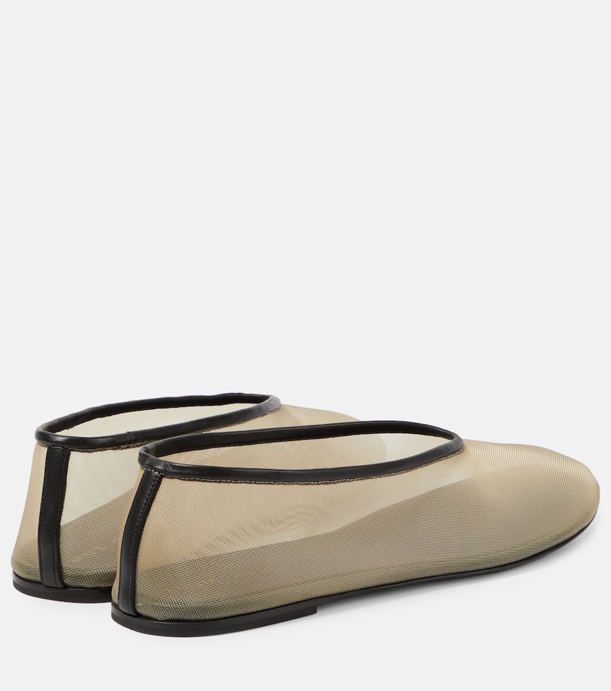 Khaite Marcy leather-trimmed mesh ballet flats