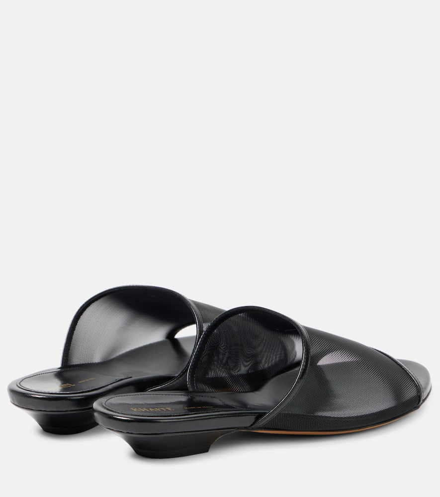 Khaite Marion leather-trimmed mesh mules